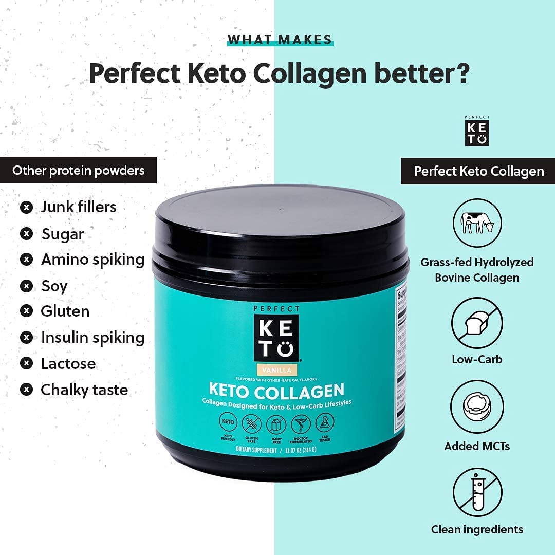 Perfect Keto Protein Powder: Keto Collagen (Vanilla) 314g 1 Piece