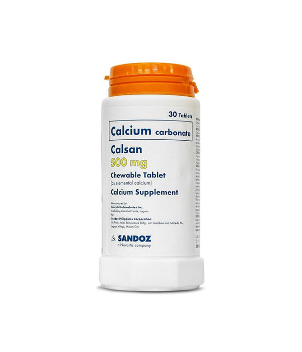 Calsan 500mg Chewable Tablet (30 chewable tablets)-Vitamins & Supplements-Sandoz-Mediclick PH