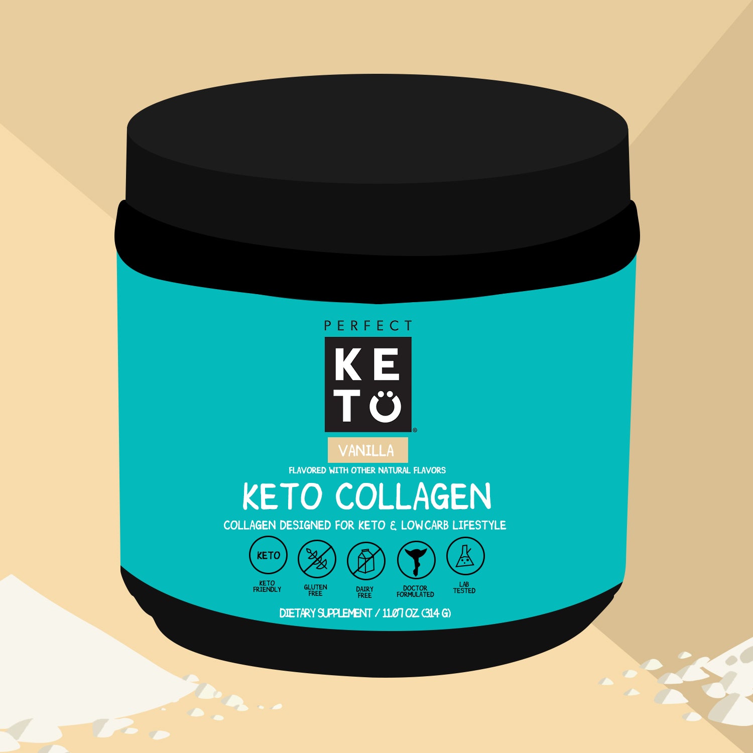 Perfect Keto Protein Powder: Keto Collagen (Vanilla) 314g 1 Piece